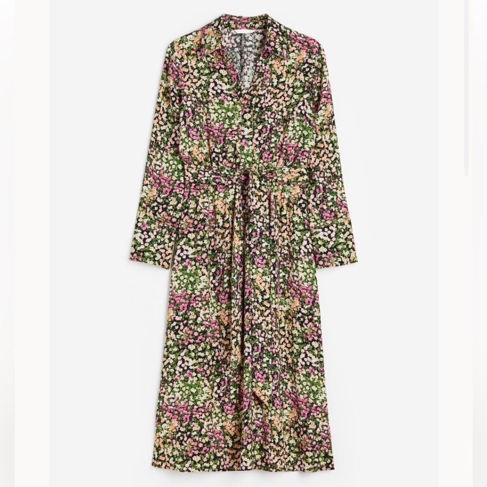 H&M Tie Belt Floral Daisy Midi Dress